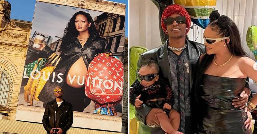 Rihanna shows baby bump in black leather jacket in new campaign for ...